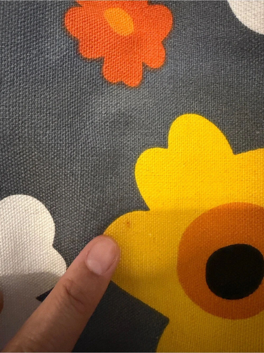 Canvas Floral Tote Bag in Gray, Yellow & Orange